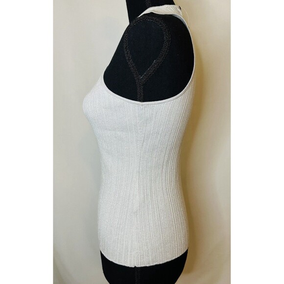 MADEWELL The Signature Shimmer Knit Cutaway Sweater Tank Silver SMALL NWT - Picture 2 of 9